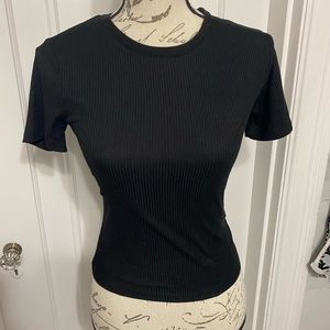 Black Scoop Neck Fitted Crop Top